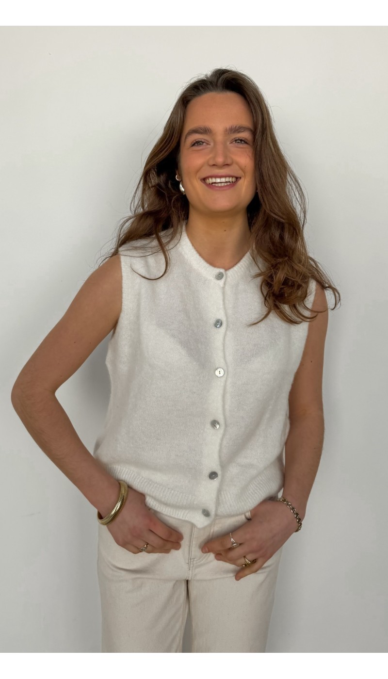 Gilet sans manche MOHAIR ECRU