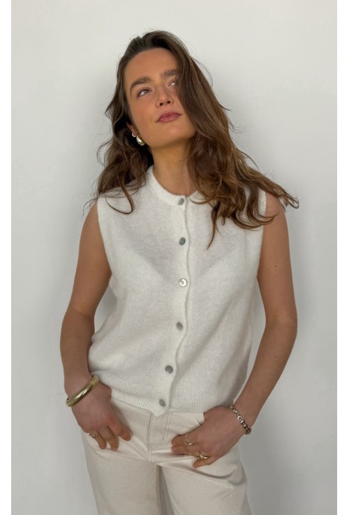 Gilet sans manche MOHAIR ECRU