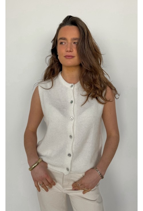 Gilet sans manche MOHAIR ECRU