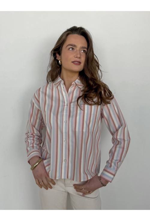 Chemisier MORGANE ROSE BLEU ECRU