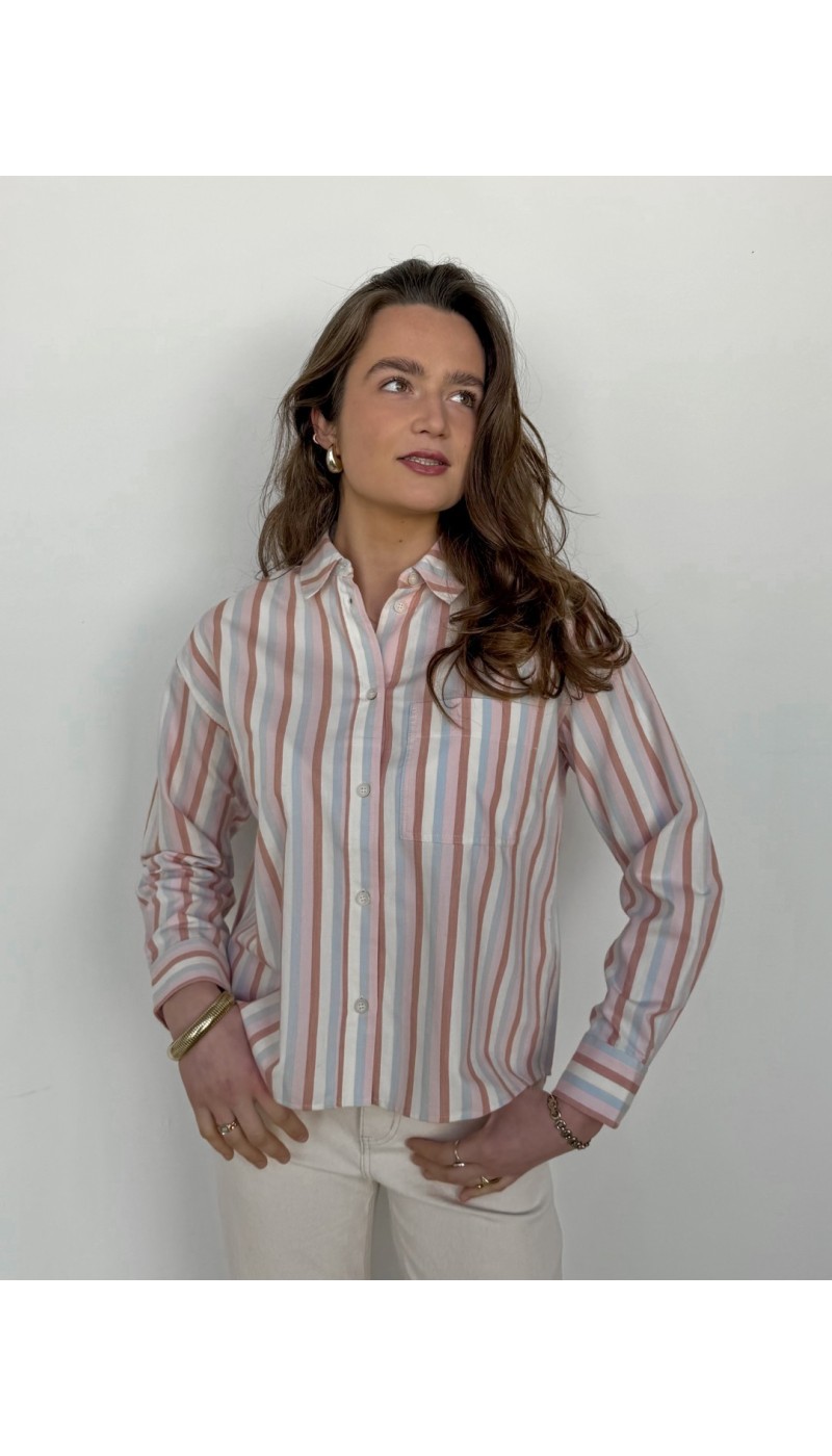 Chemisier MORGANE ROSE BLEU ECRU