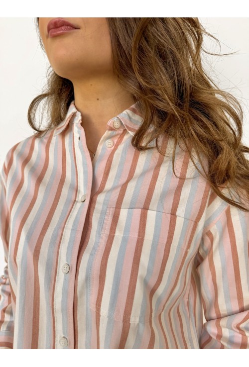 Chemisier MORGANE ROSE BLEU ECRU