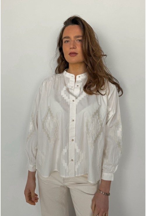 Chemisier ROMANE écru brodé