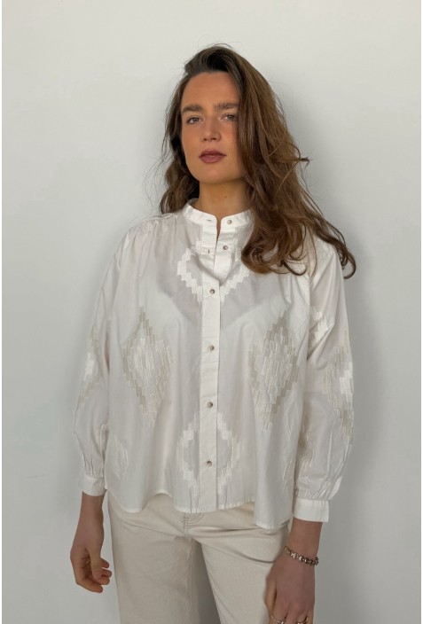 Chemisier ROMANE écru brodé