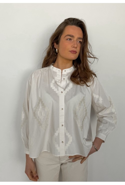 Chemisier ROMANE écru brodé