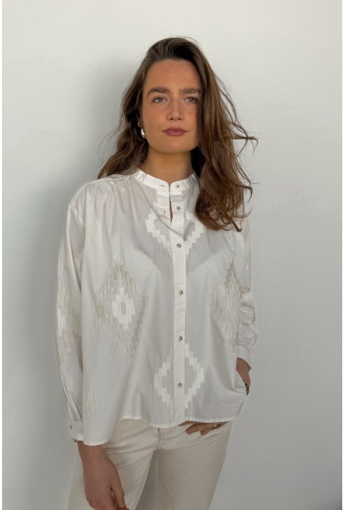 Chemisier ROMANE écru brodé