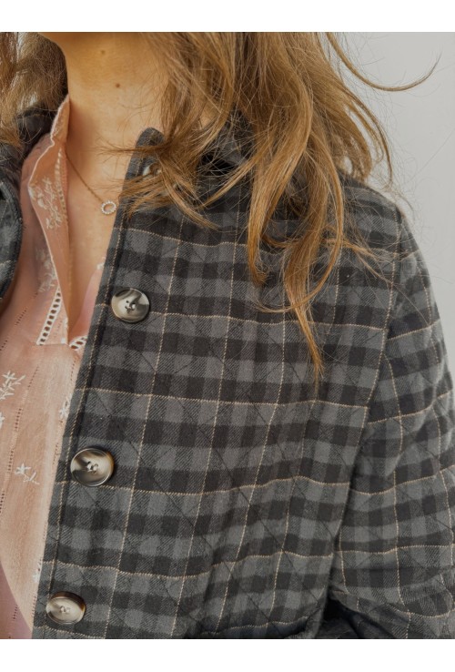 Veste matelassée AURORE A CARREAUX GRIS