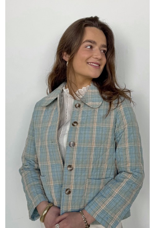 Veste matelassée AURORE A CARREAUX BLEUS