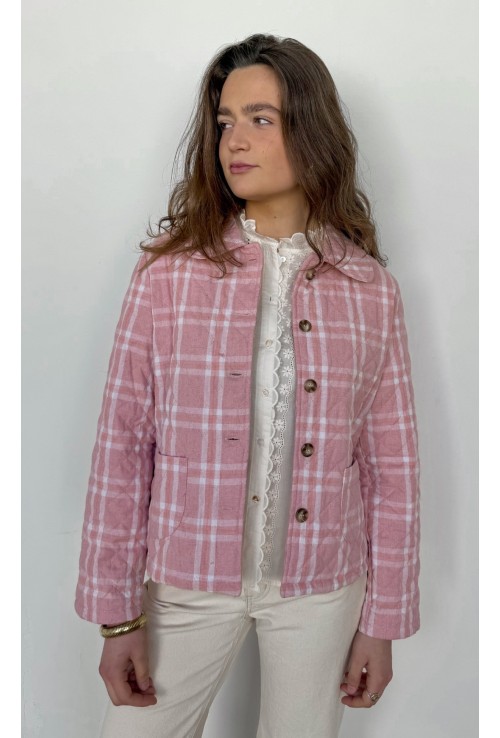 Veste matelassée AURORE A CARREAUX ROSES