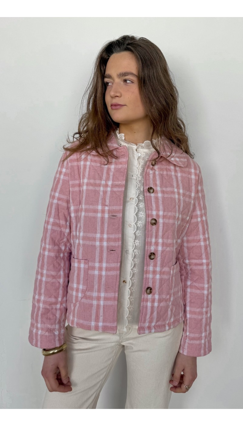 Veste matelassée AURORE A CARREAUX ROSES