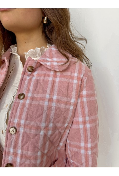 Veste matelassée AURORE A CARREAUX ROSES