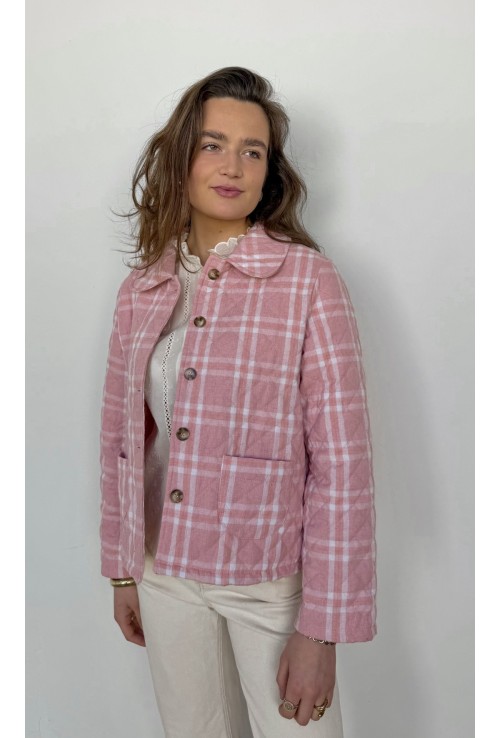 Veste matelassée AURORE A CARREAUX ROSES
