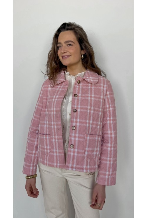 Veste matelassée AURORE A CARREAUX ROSES
