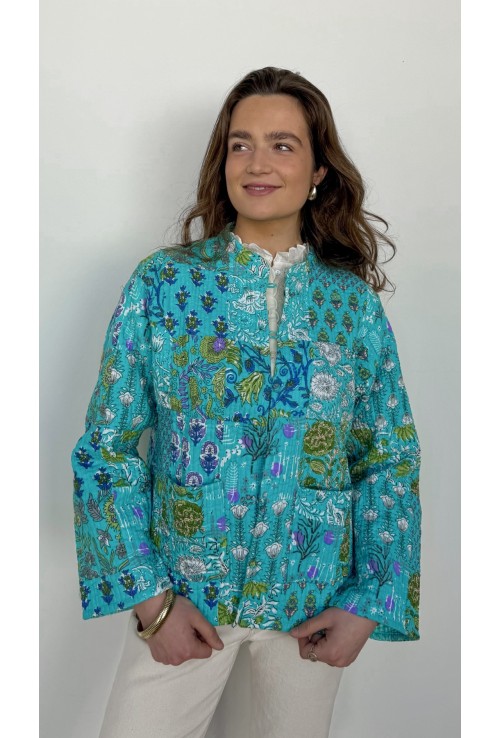 Veste indienne SURYA TURQUOISE réversible