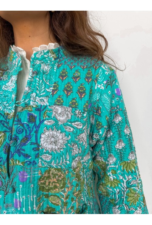 Veste indienne SURYA TURQUOISE réversible