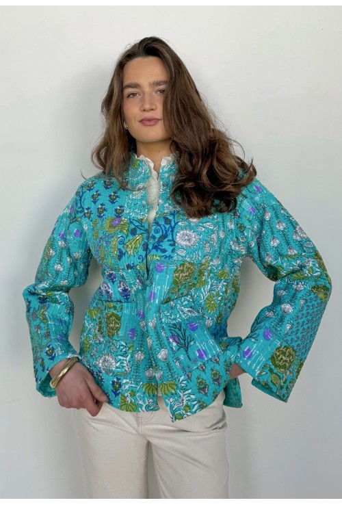 Veste indienne SURYA TURQUOISE réversible