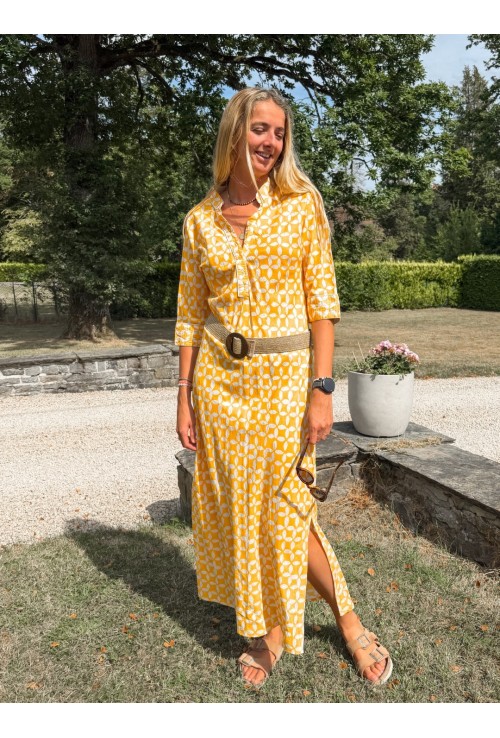 Robe chemisier longue  ANGELE  JAUNE