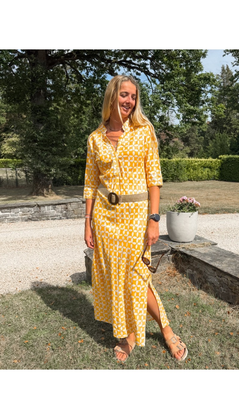 Robe chemisier longue  ANGELE  JAUNE
