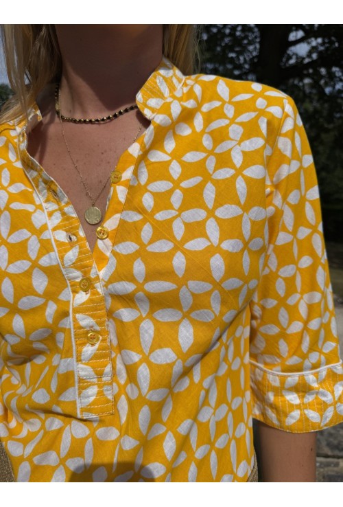 Robe chemisier longue  ANGELE  JAUNE