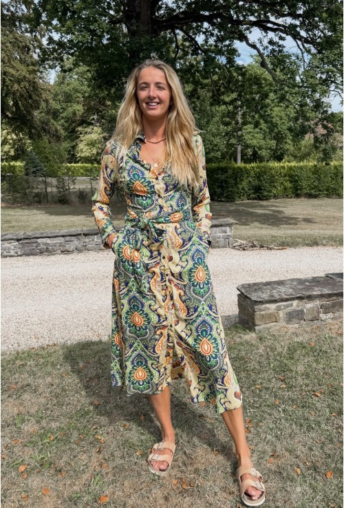 Robe chemisier mid ANAIS MULTICOLORE